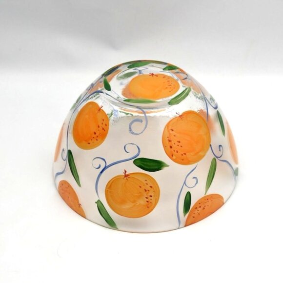 Hand-Painted Glass Serving Bowl With Orange Fruit Design - Picture 9 of 9